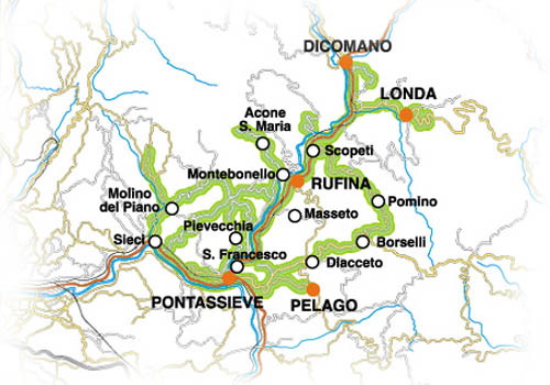 Chianti Rfina Pomino wine routes Val di Sieve